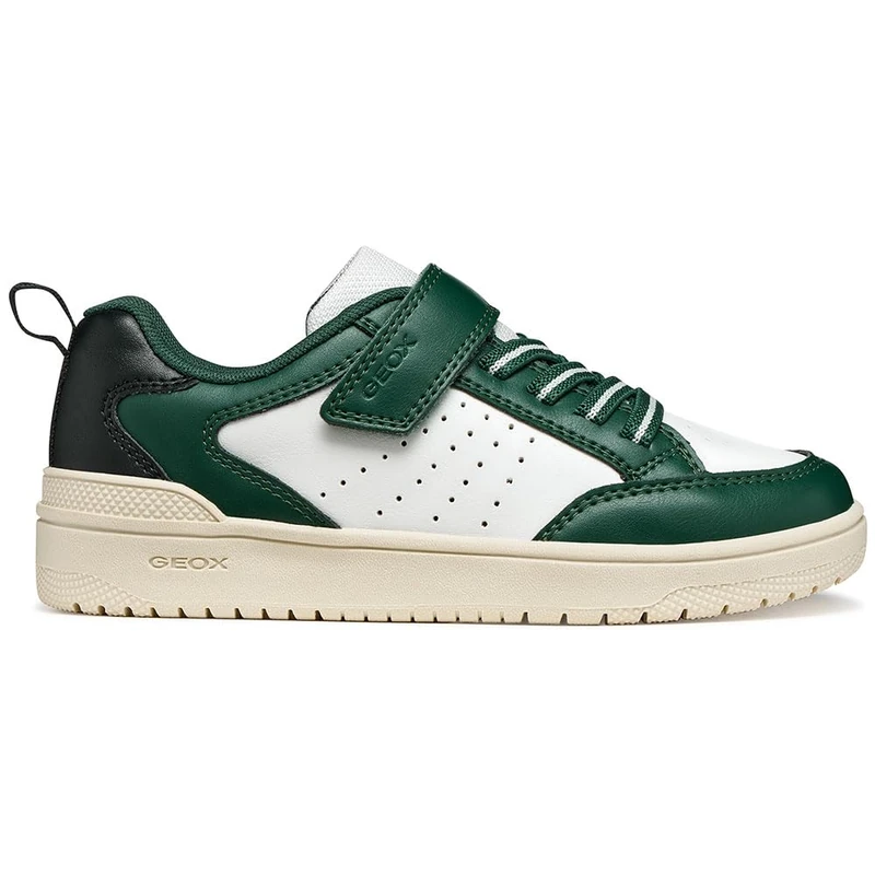 Geox Boy's J Washiba Sneaker, White Green, 1 UK