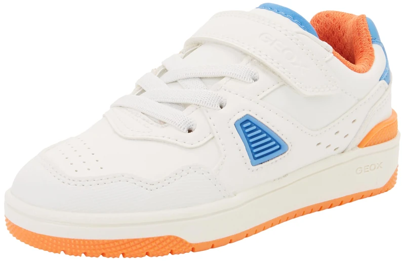 Geox J WASHIBA Boy A Trainers, White/Orange, 36 EU
