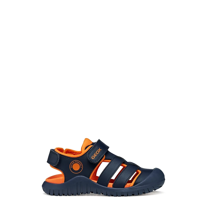 Geox J S. FUSBETTO PRO BO Sandal, Navy/Orange, 27 EU
