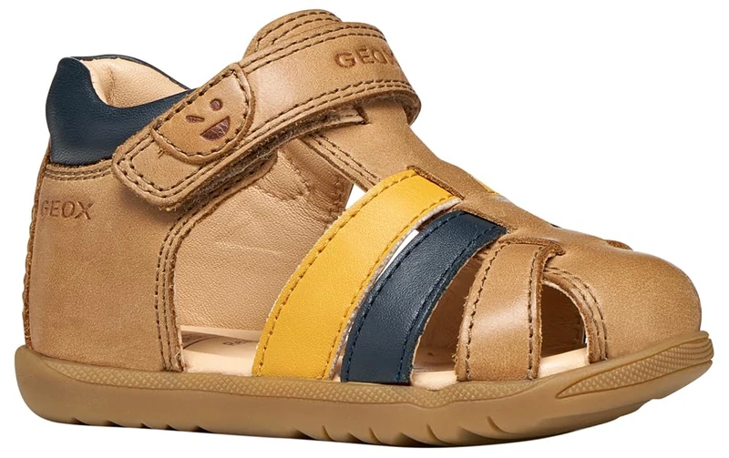 Geox Baby Boys' B MACCHIA Boy Sandal, Whisky/Navy, 18 EU