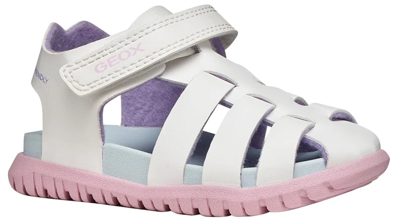 Geox Boys Girls B FUSBETTO GI Sandal, White/Pink, 26 EU