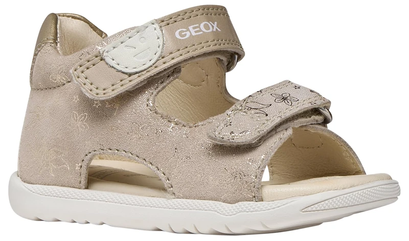 Geox Baby Girl B MACCHIA Gir Sandal, Beige/Platinum, 18 EU