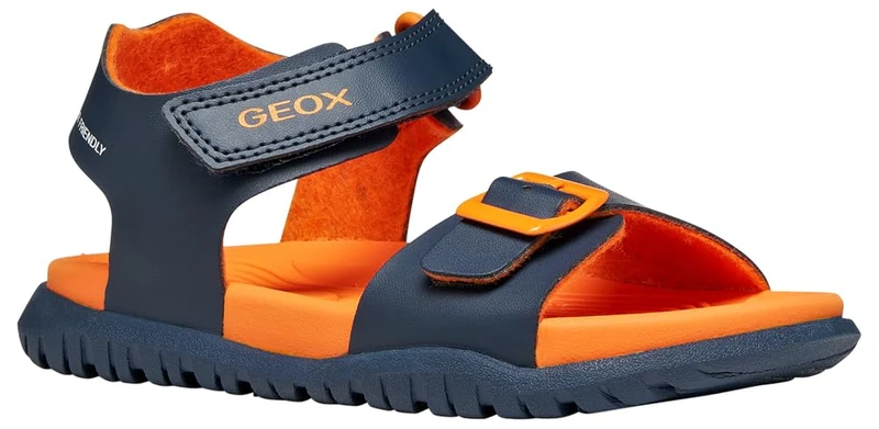 Geox J FUSBETTO BO Sandal, Navy/Orange, 26 EU