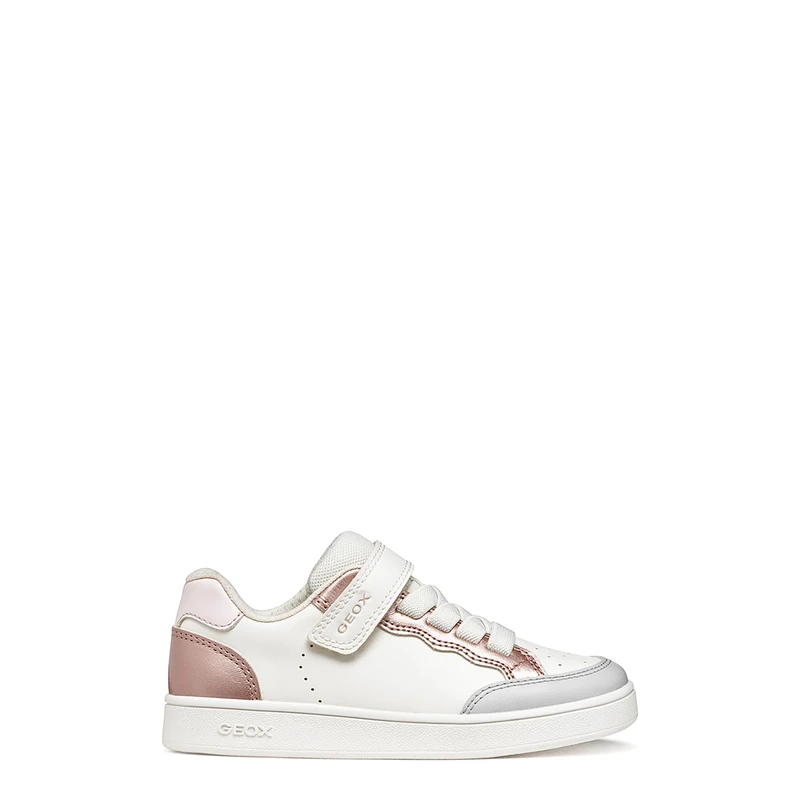 Geox J Eclyper Girl B Sneaker, White Pink, 2.5 UK
