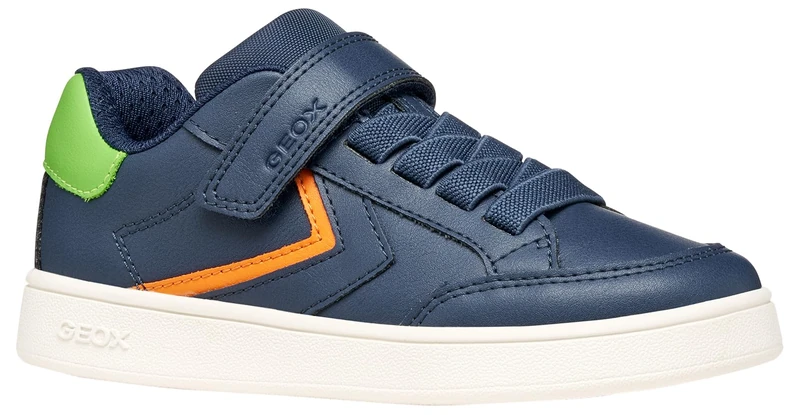 Geox J Eclyper Boy A Sneaker, Lt Navy Lime Green, 4 UK