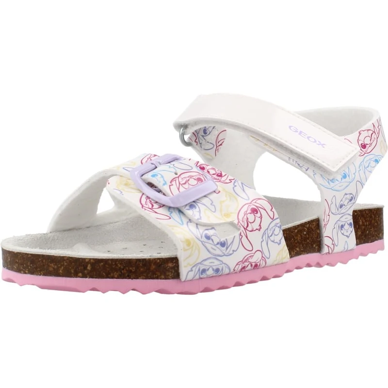 Geox J Adriel Girl C Sandal, White/DK Pink, 38 EU