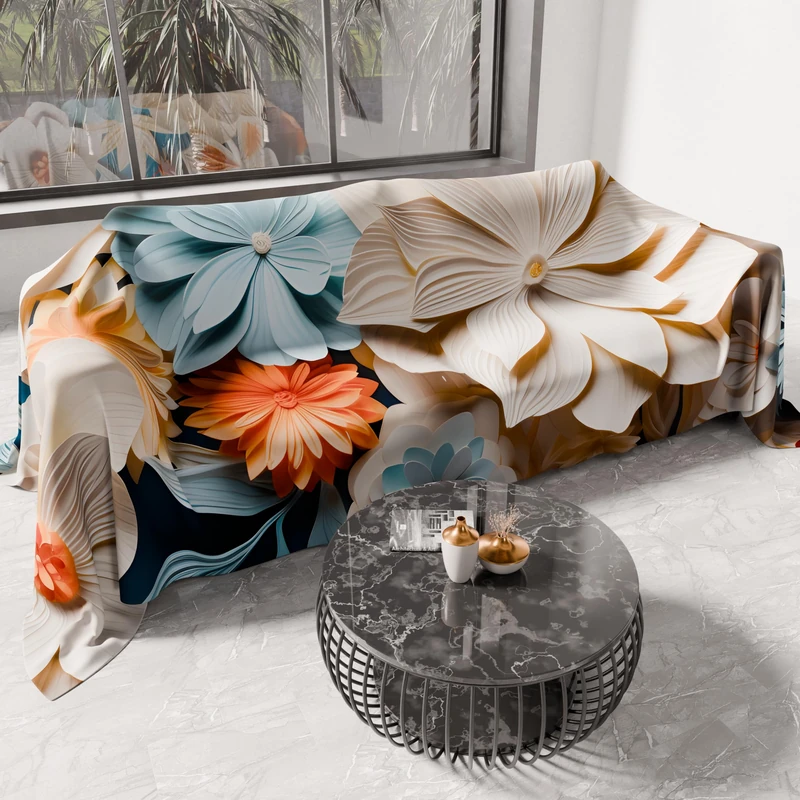 PETTI Artigiani Italiani - Spring Summer Double Bedspread Light Blanket Double Bed Linen Bedspread Floral 05-5 100% Made in Italy