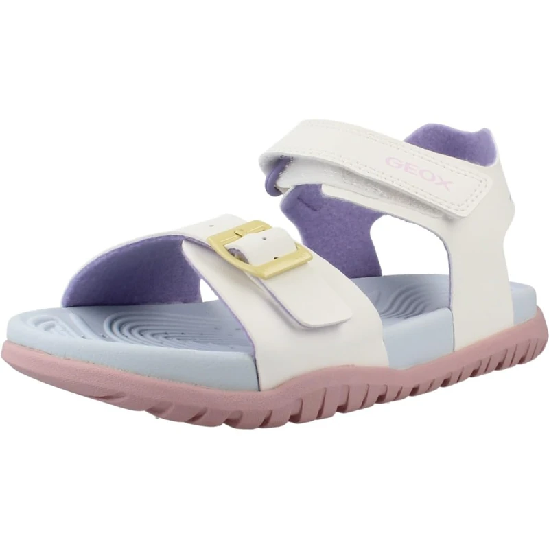 Geox J FUSBETTO GI Sandal, White/Multicolour, 36 EU