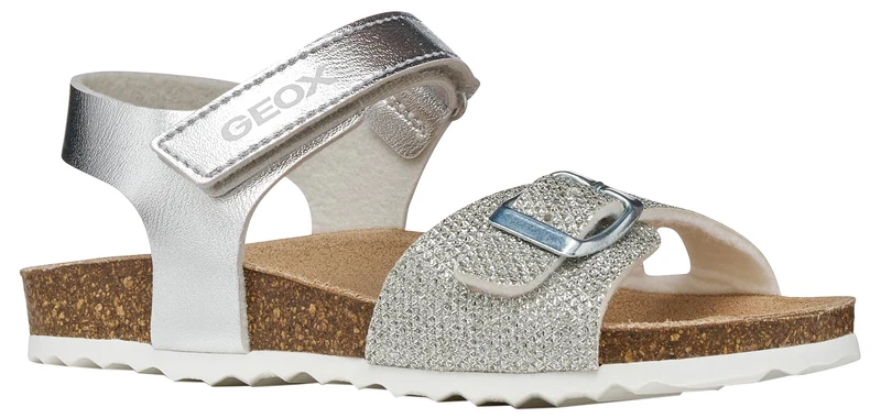 Geox J Adriel Girl C Sandal, Silver, 36 EU