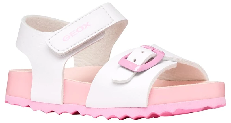 Geox Boys' Girls' B Chalki Girl Sandal, White/Pink, 25 EU