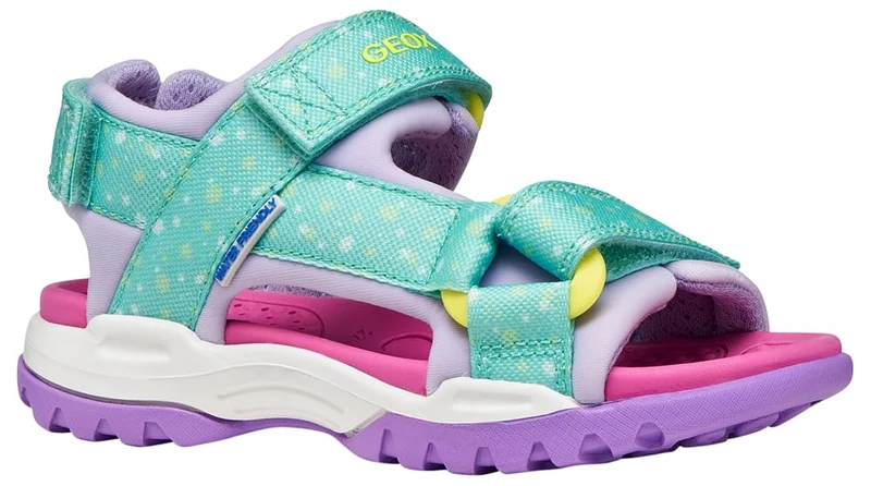 Geox J Borealis Girl A Sandal, Aqua/Lilac, 37 EU