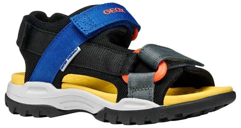 Geox J Borealis Boy E Sandal, Black/Royal, 38 EU