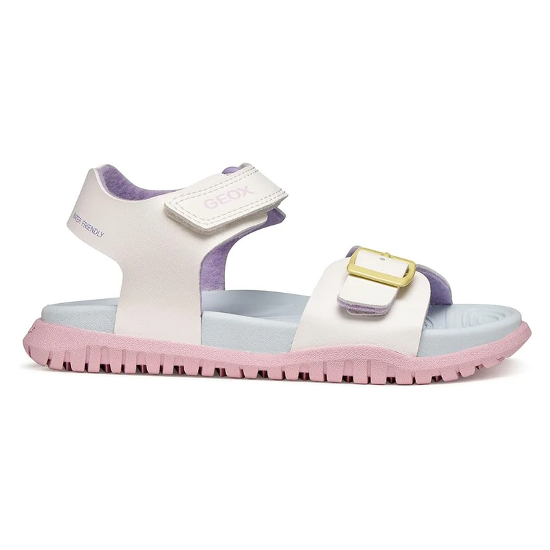 Geox J FUSBETTO GI Sandal, White/Multicolour, 24 EU