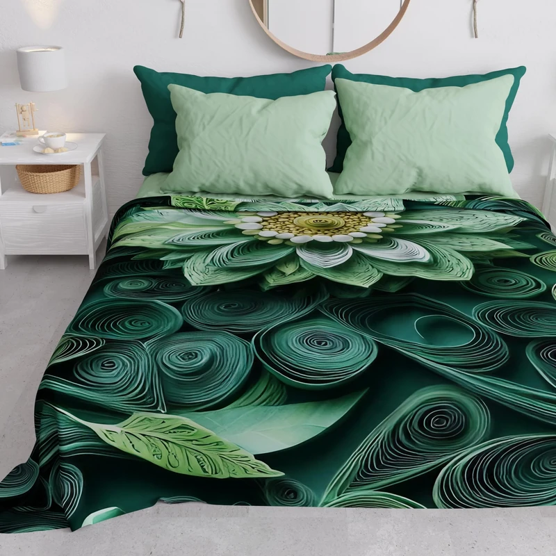 PETTI Artigiani Italiani - Spring-Summer Double Bed Bedspread Lightweight Blanket Double Bed Sheet Floral 05-22 100% Made in Italy