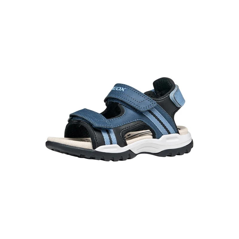 Geox J Borealis Boy A Sandal, Denim/Black, 32 EU