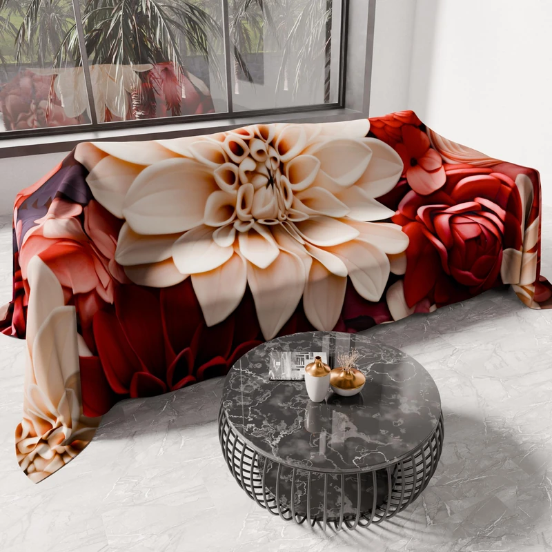 PETTI Artigiani Italiani - Spring-Summer Double Bed Bedspread Lightweight Blanket Double Bed Sheet Floral 05-24 100% Made in Italy