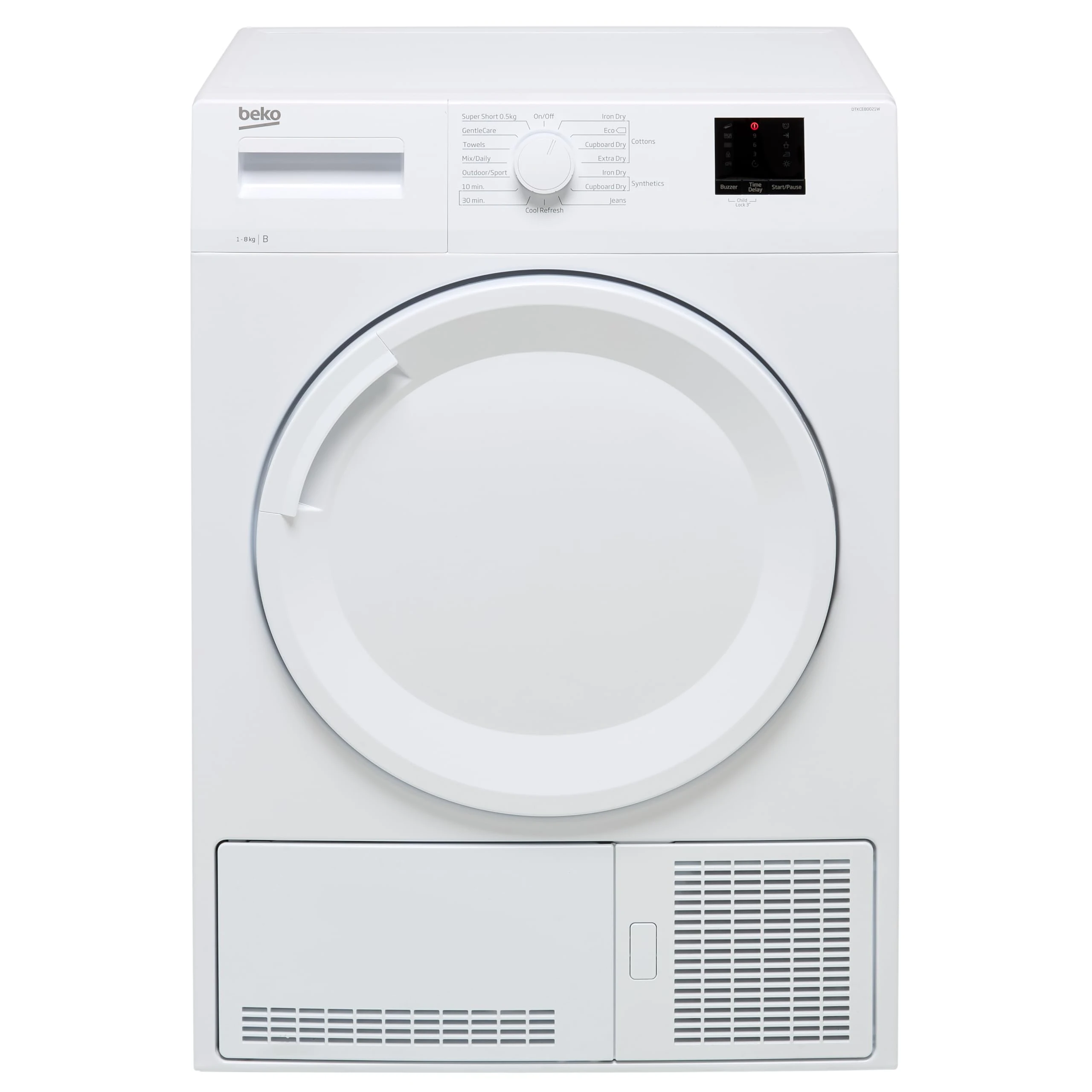 Beko 8kg Condenser Tumble Dryer, White, B Energy Rated, 15 Programmes, Sensor Drying