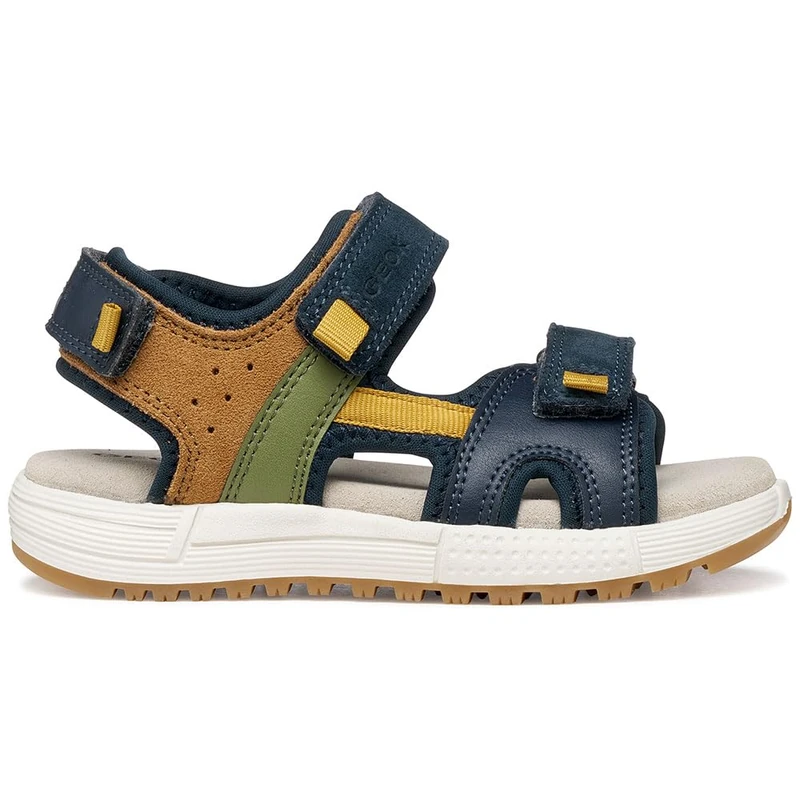 Geox J ALBEN Boy A Sandal, Navy/Ochre, 24 EU