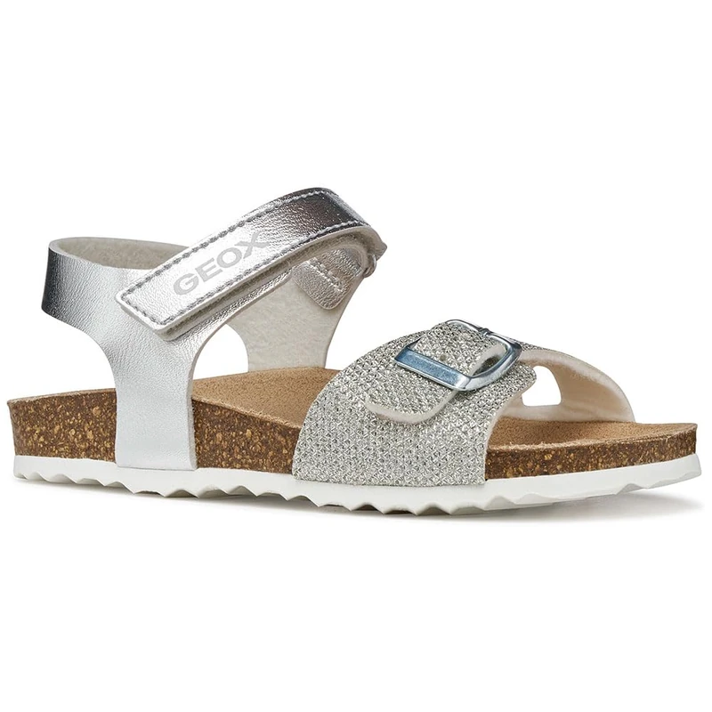 Geox J Adriel Girl C Sandal, Silver, 26 EU