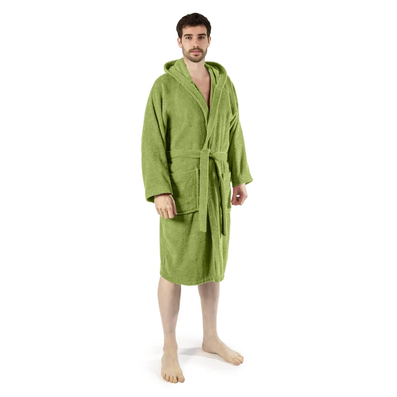 Caleffi Men's Women's Cotton Terry Towelling Bathrobe, Green, XL