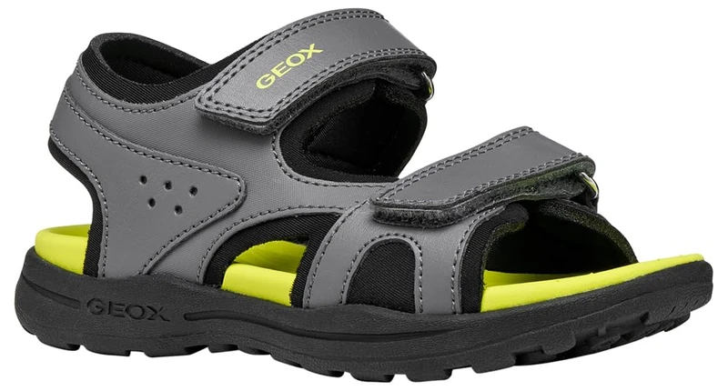 Geox Boy's J Vaniett C Sandal, Dk Grey Lime, 32 EU