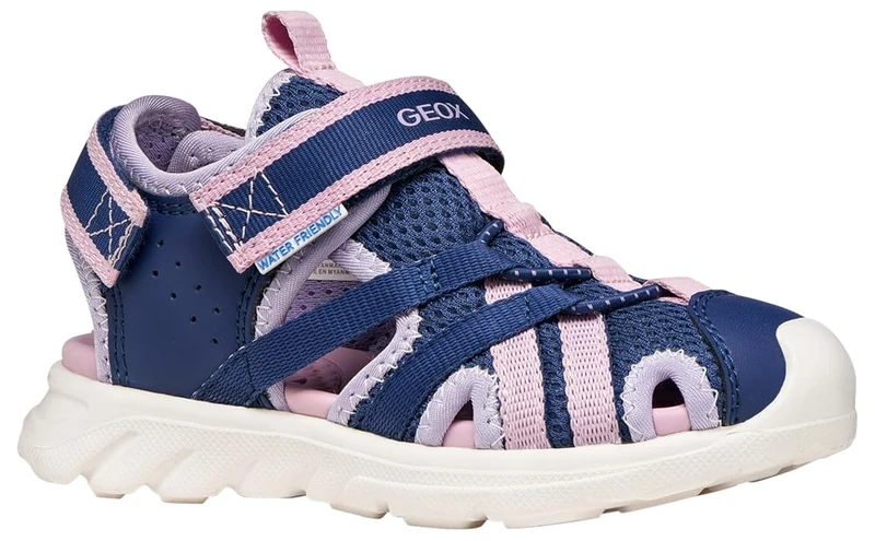 Geox J AIRADYUM GI Sandal, Navy/Lilac, 28 EU