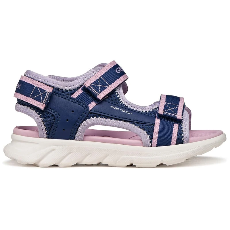 Geox J AIRADYUM GI Sandal, Navy/Lilac, 28 EU