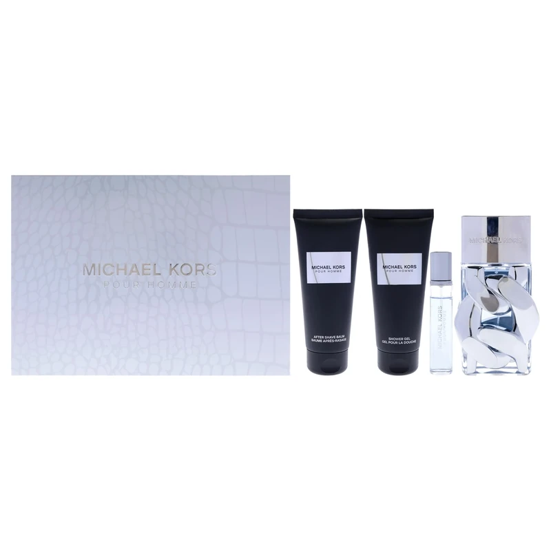 Michael Kors Pour Homme by Michael Kors for Men - 4 Pc Gift Set 3.4oz EDP Spray, 0.3oz EDP Spray(Mini), Body Lotion, Shower Gel