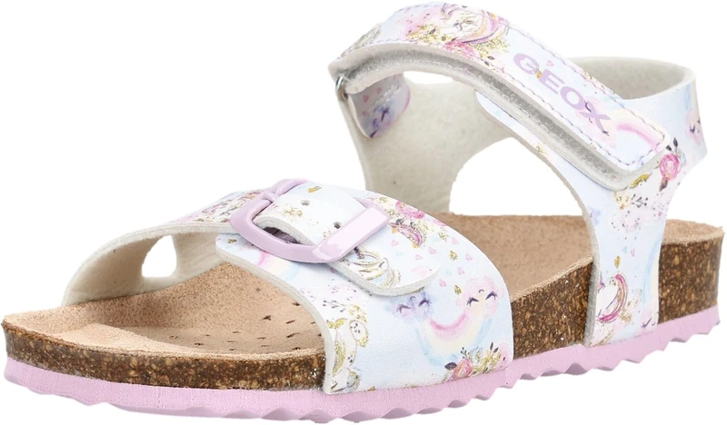 Geox J Adriel Girl C Sandal, Crystal/Pink, 34 EU