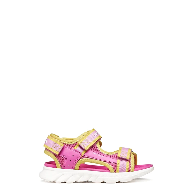 Geox J AIRADYUM GI Sandal, Fuchsia/Yellow, 24 EU