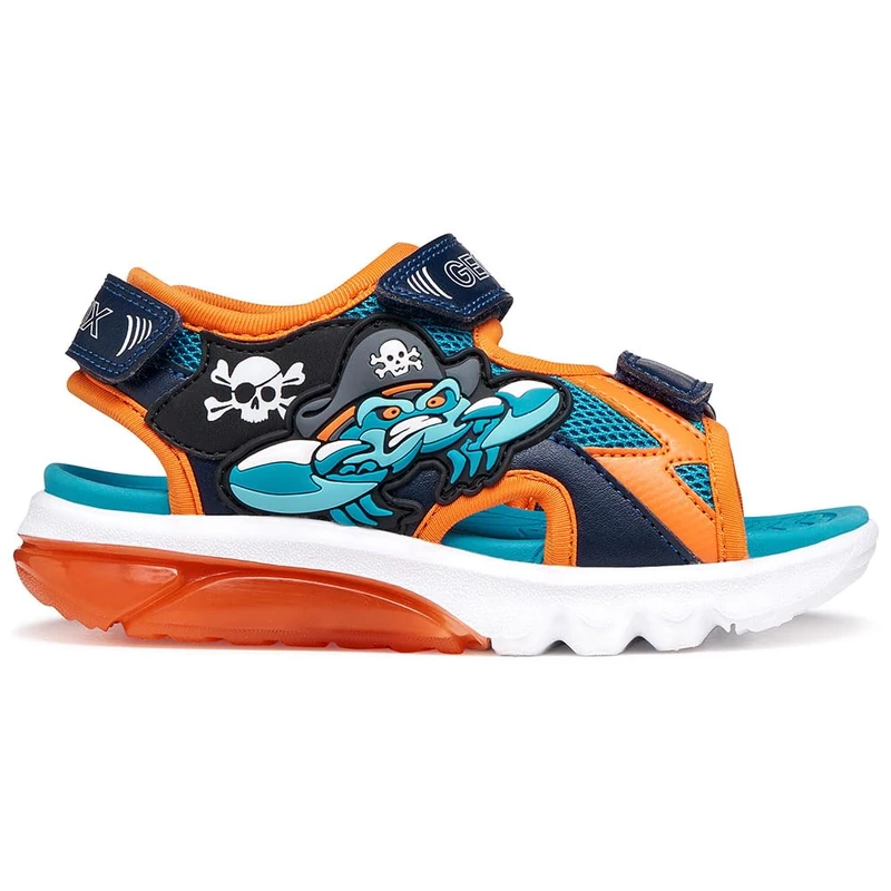 Geox J CIBERDRON B Sandal, Petrol/Orange, 25 EU