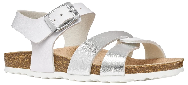 Geox J Adriel Girl B Sandal, White Silver, 5 UK