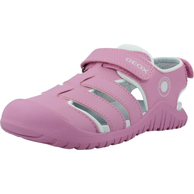 Geox Girl's J S. Fusbetto Pro Gi Sandal, Dk Pink Aqua, 24 EU