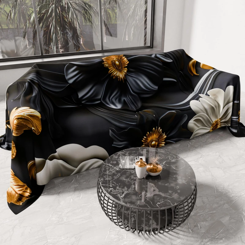 PETTI Artigiani Italiani - Microfibre Sofa Cover 220 x 270 cm, Floral Pattern 05 6 | Multipurpose for Sofas, Bedspreads and Table Covers | Washable Protective Cover