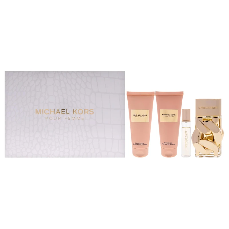 Michael Kors Pour Femme by Michael Kors for Women - 4 Pc Gift Set 3.4oz EDP Spray, 0.3oz EDP Spray(Mini), Body Lotion, Shower Gel