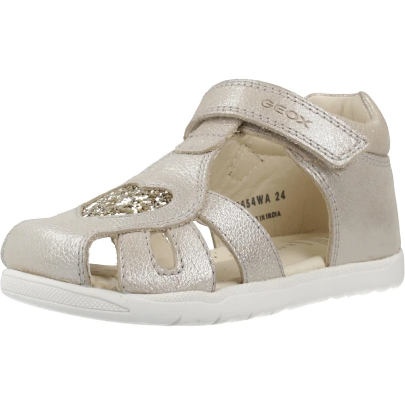 Geox Boys Girls B MACCHIA Gir Sandal, Beige/Platinum, 25 EU
