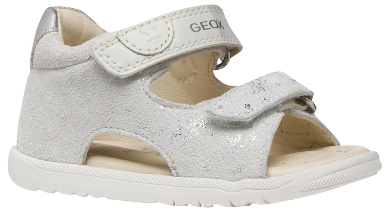 Geox Boys Girls B MACCHIA Gir Sandal, Off White/Silver, 26 EU