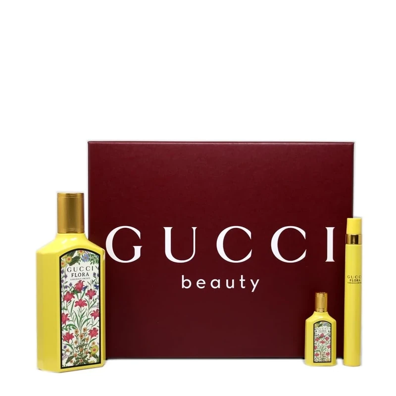 Flora By Gucci by Gucci for Unisex - 3 Pc Gift Set 3.3oz -EDP Spray, 0.33oz, 0.16oz EDP Spray