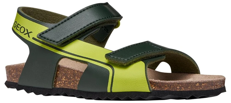Geox J Ghita Boy D Sandal, DK Green/Fluo Green, 34 EU