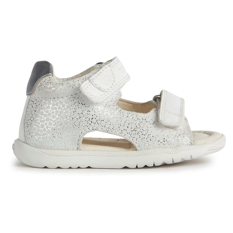 Geox Baby Girls' B Macchia Gir Sandal, Off White/Silver, 18 EU