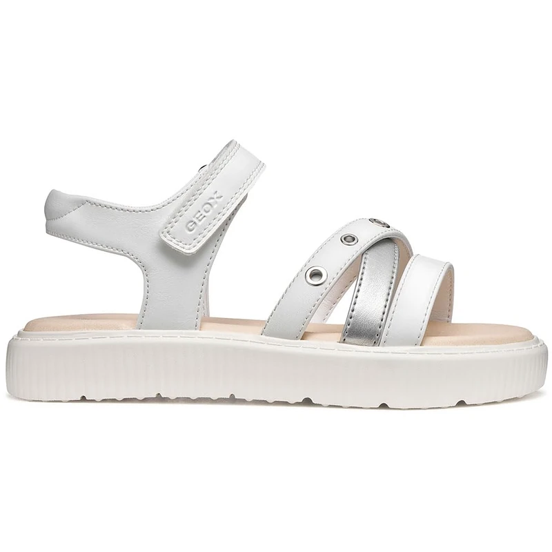 Geox J KODETTE Gir Sandal, White, 36 EU