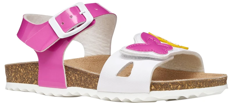 Geox J Adriel Girl A Sandal, Fuchsia/White, 36 EU