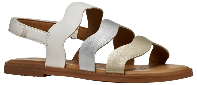 Geox J Karly Girl Sandal, White/Silver, 30 EU