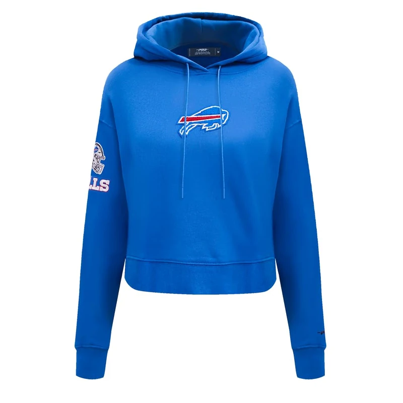 Pro Standard Womens NFL Buffalo Bills Classic Chenille Cropped Pullover Hoodie Royal Blue L