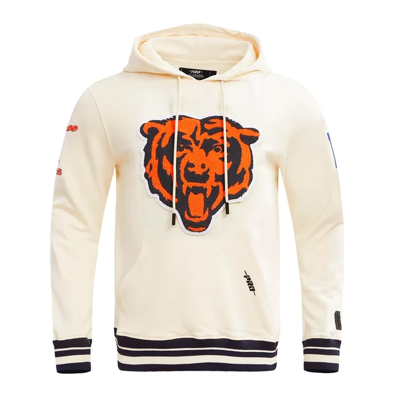Pro Standard Mens NFL Chicago Bears Retro Classics Pull Over Hoodie Eggshell/Midnight Navy 2Xl