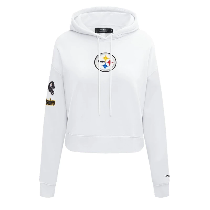 Pro Standard Womens NFL Detroit Lions Classic Chenille Cropped Pullover Hoodie White M