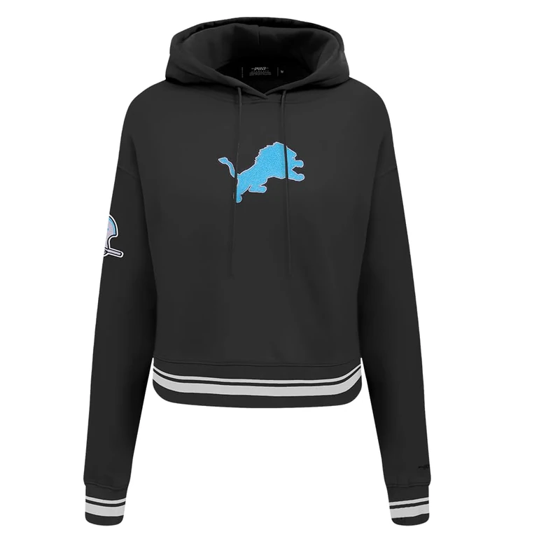 Pro Standard Womens Nfl Detroit Lions Retro Classics Cropped Pullover Hoodie Black Xs