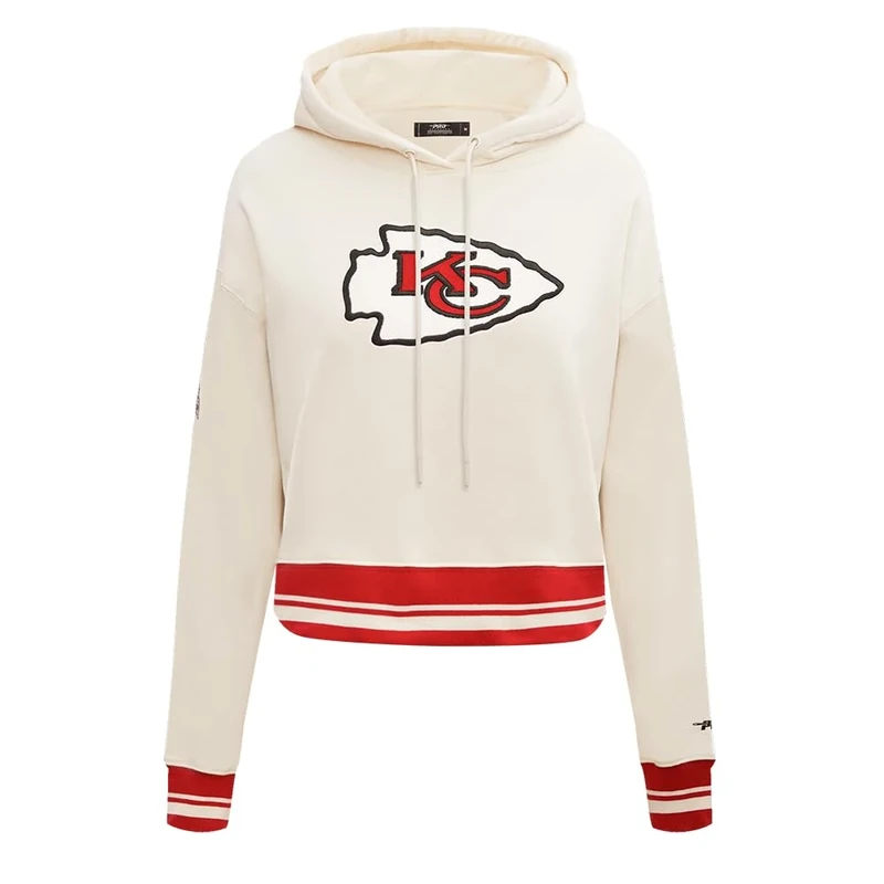 Pro Standard Womens Nfl Atlanta Falcons Retro Classics Cropped Pullover Hoodie Eggshell/Red S