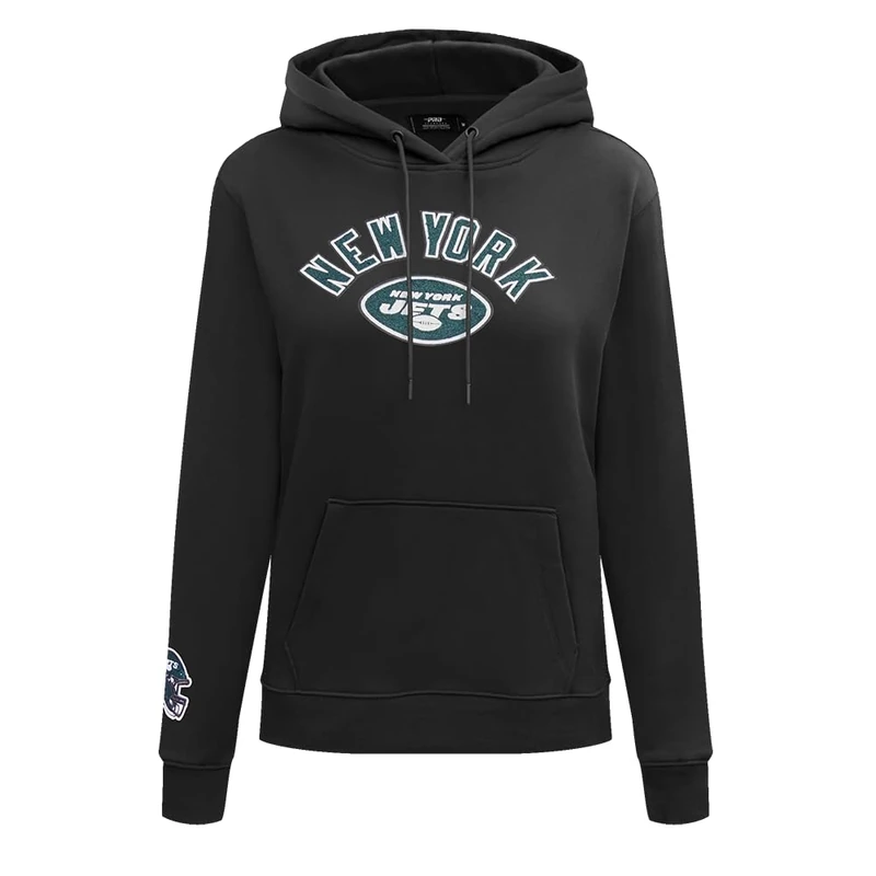 Pro Standard Womens NFL Detroit Lions Classic Chenille Cropped Pullover Hoodie Black Xl
