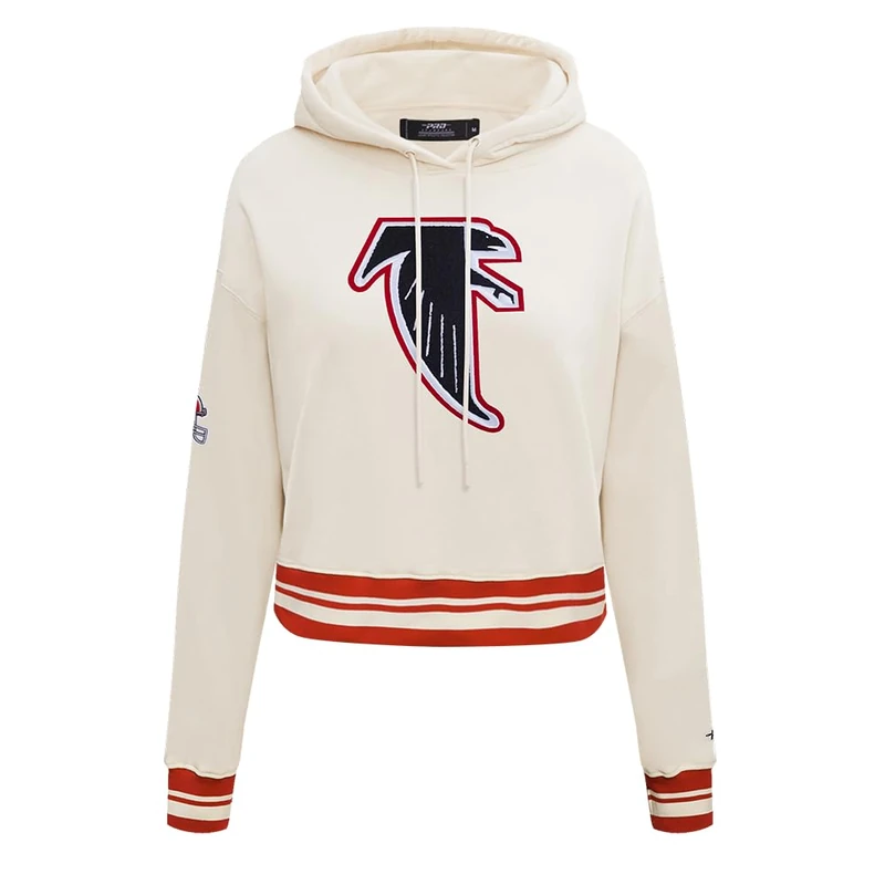 Pro Standard Womens Nfl Atlanta Falcons Retro Classics Cropped Pullover Hoodie Eggshell/Red L
